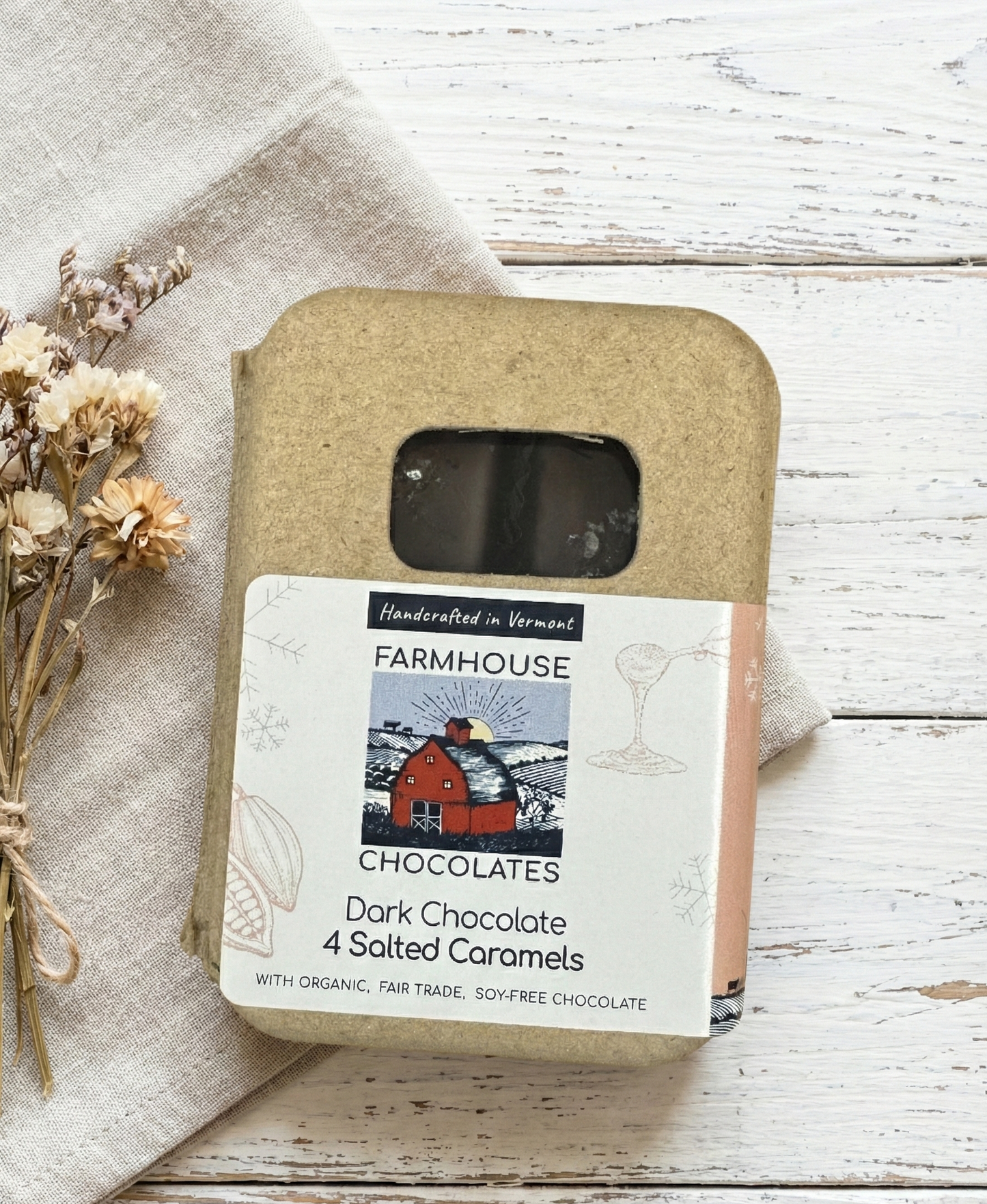 Dark Chocolate Salted Caramels, 4-Piece Box