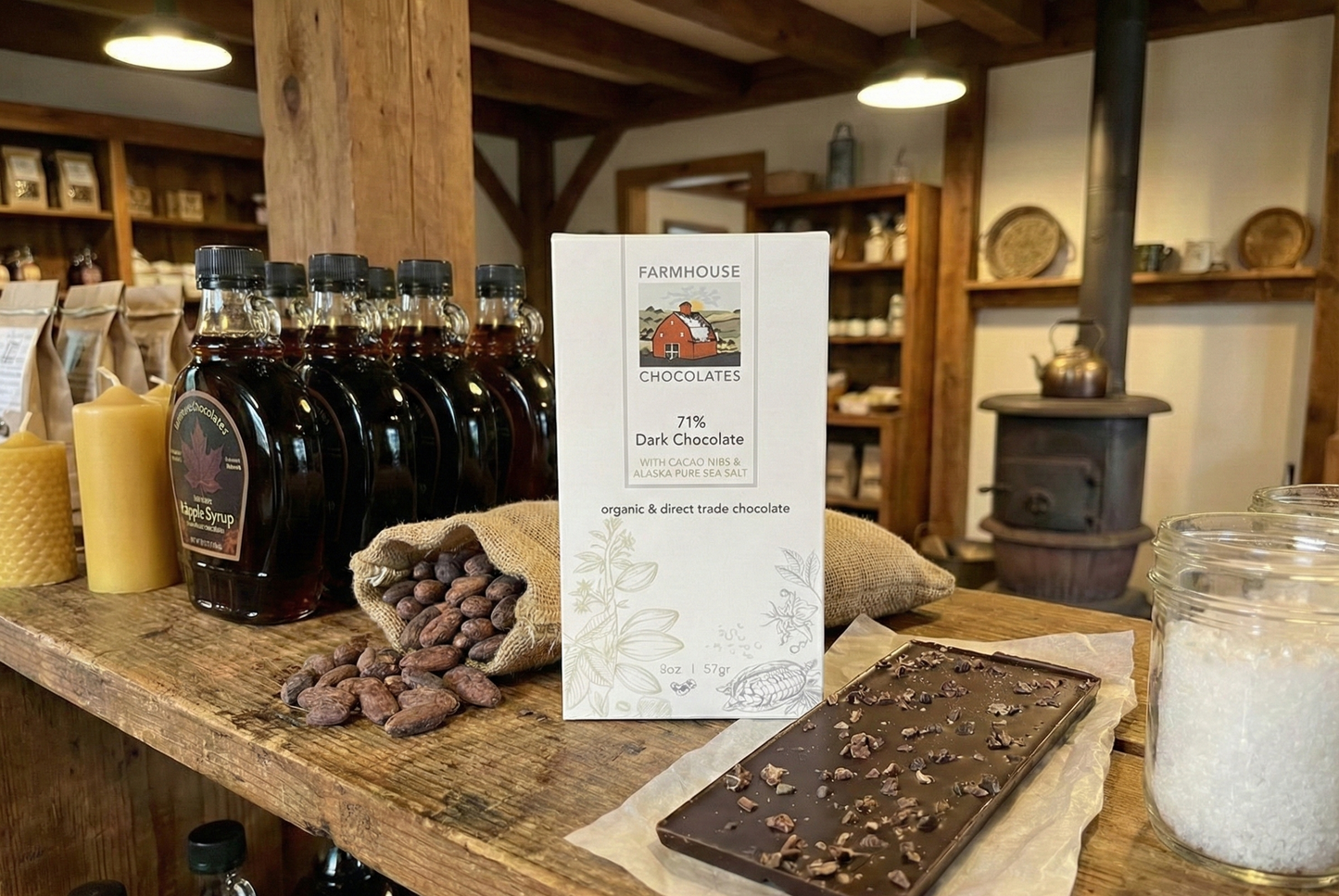 71% Dark Chocolate with Cacao Nibs & Alaska Sea Salt – 2 oz Bar