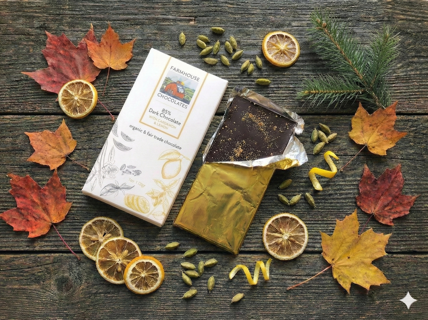 85% Dark Chocolate with Cardamom & Lemon – 2 oz Bar