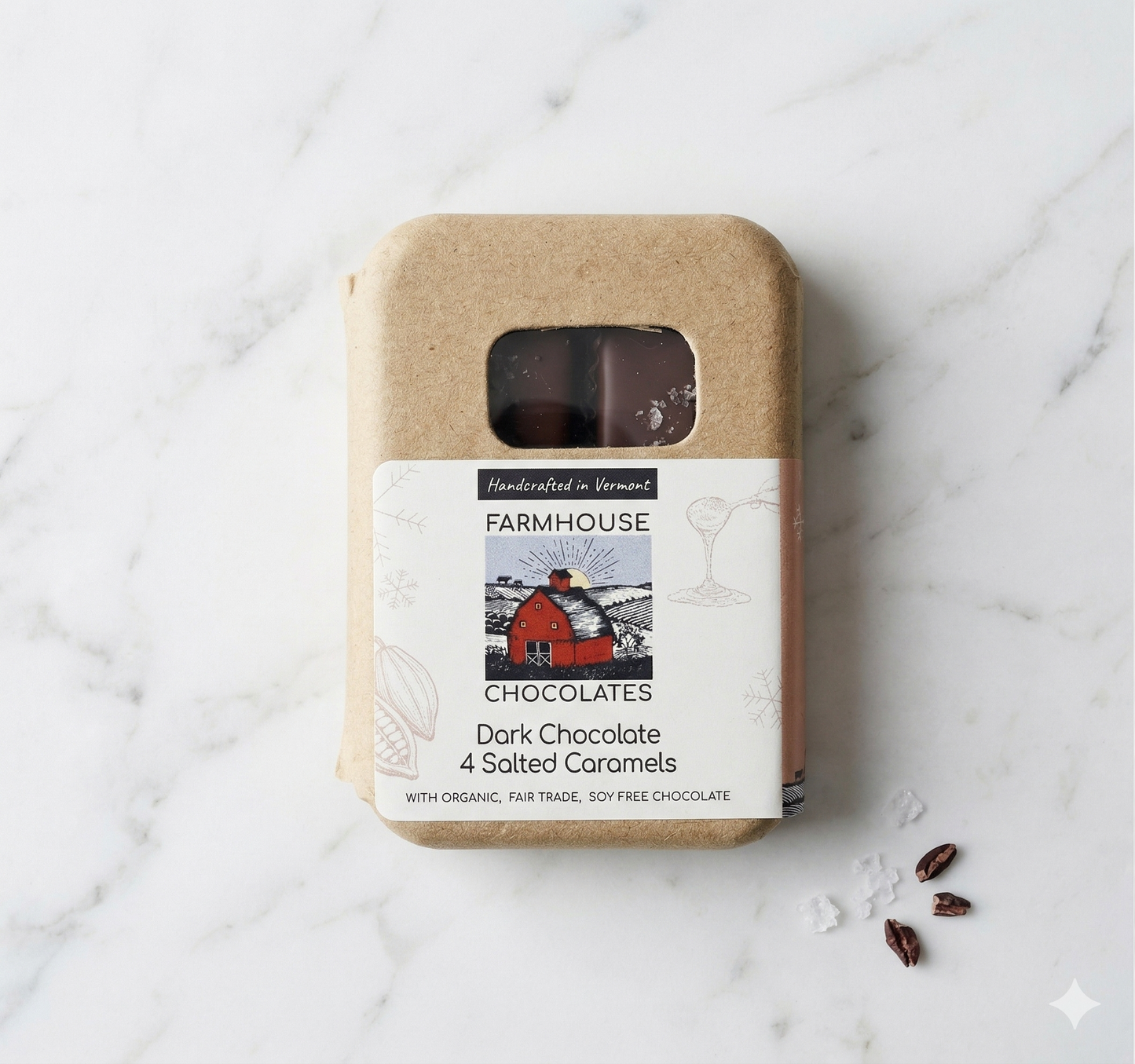 Dark Chocolate Salted Caramels, 4-Piece Box