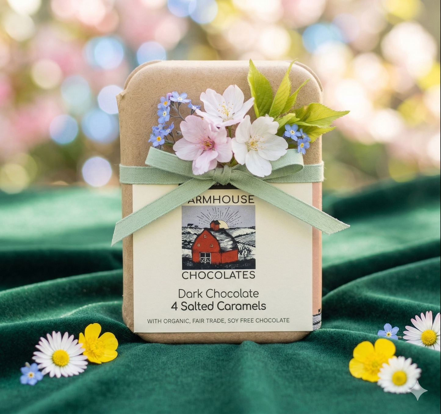 Dark Chocolate Salted Caramels, 4-Piece Box