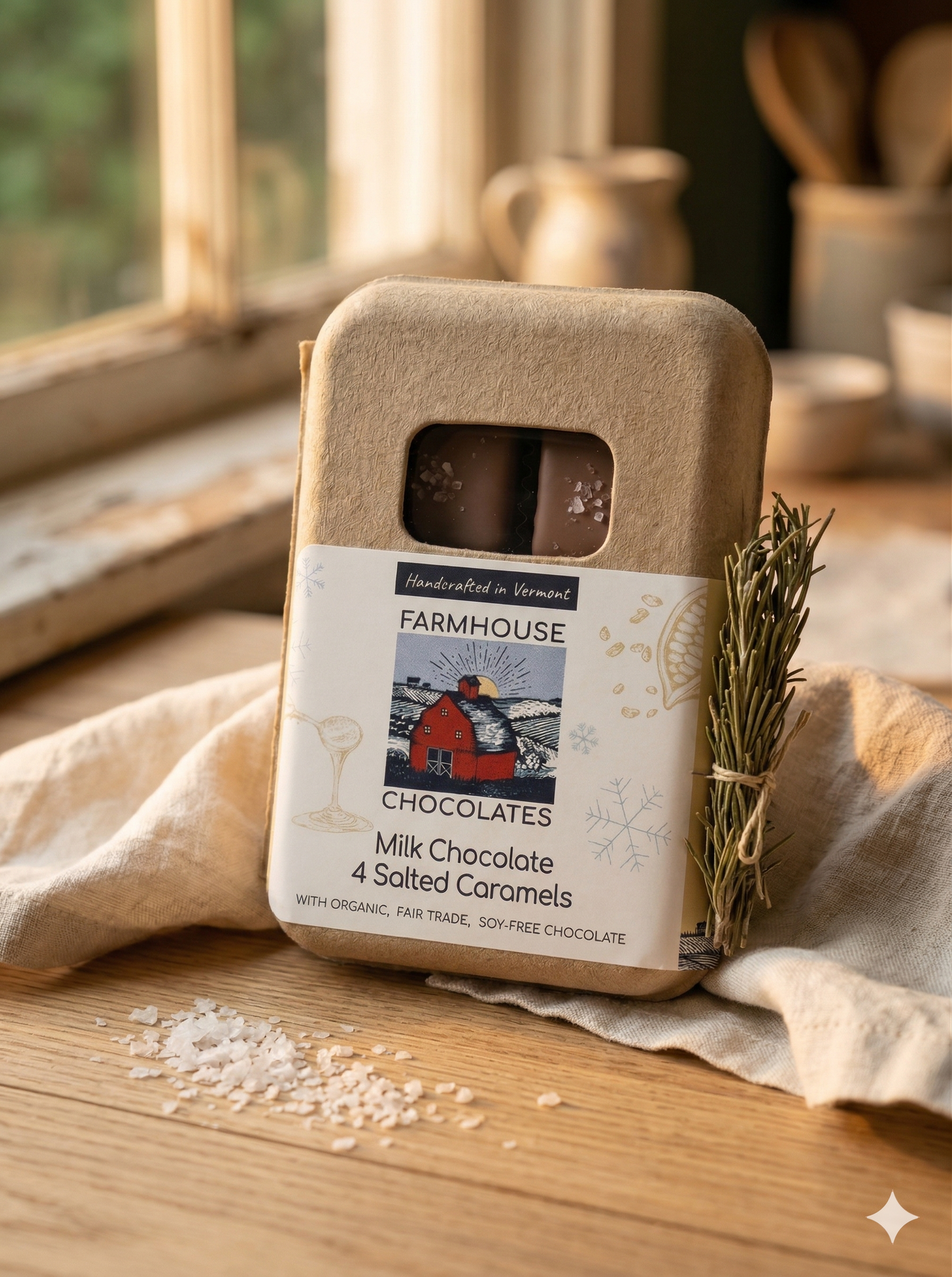 Milk Chocolate Salted Caramels, 4-Piece Box