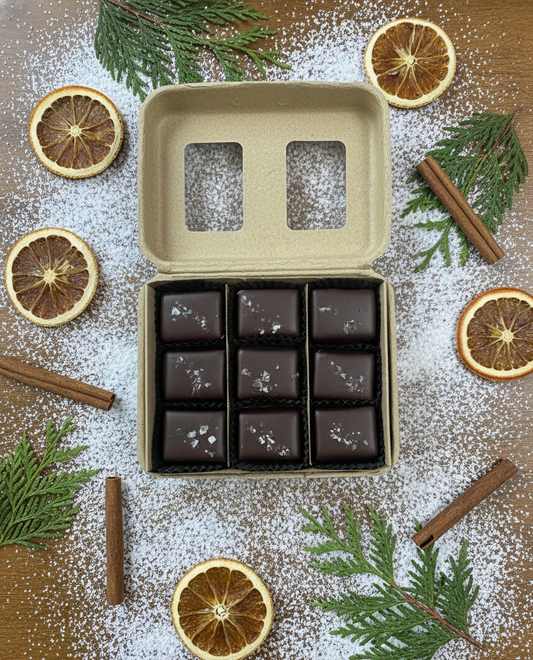 Dark Chocolate Salted Caramels – 9-Piece Box