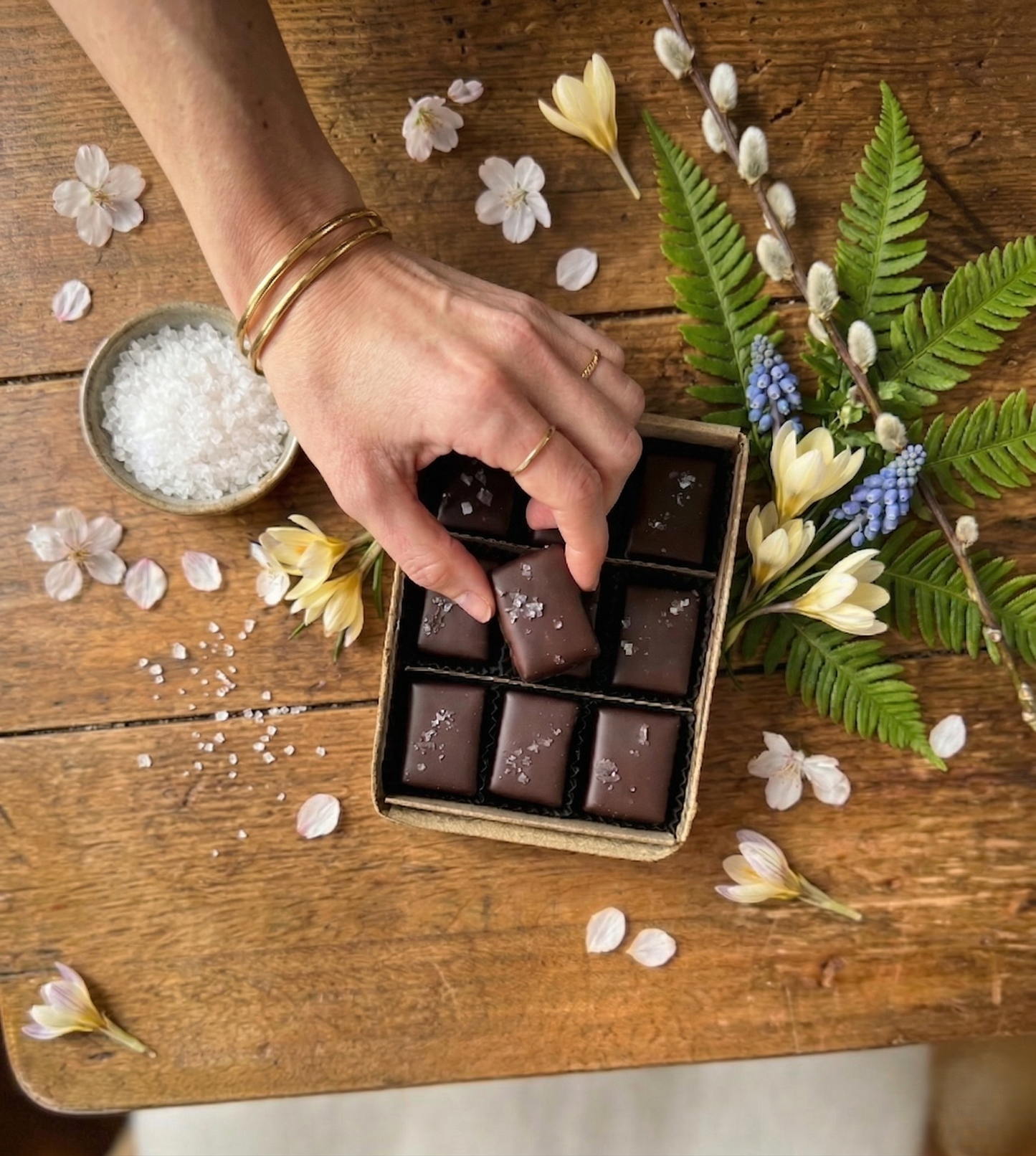 Dark Chocolate Salted Caramels, 9-Piece Box
