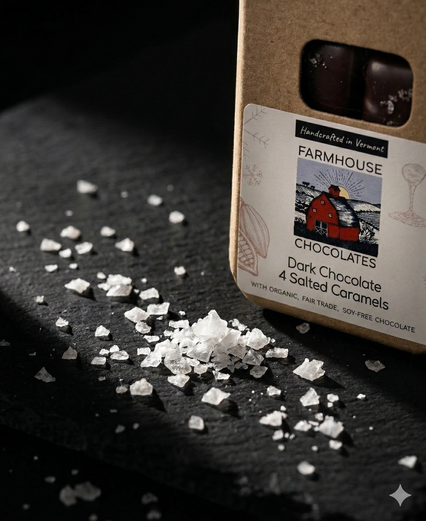 Dark Chocolate Salted Caramels, 4-Piece Box