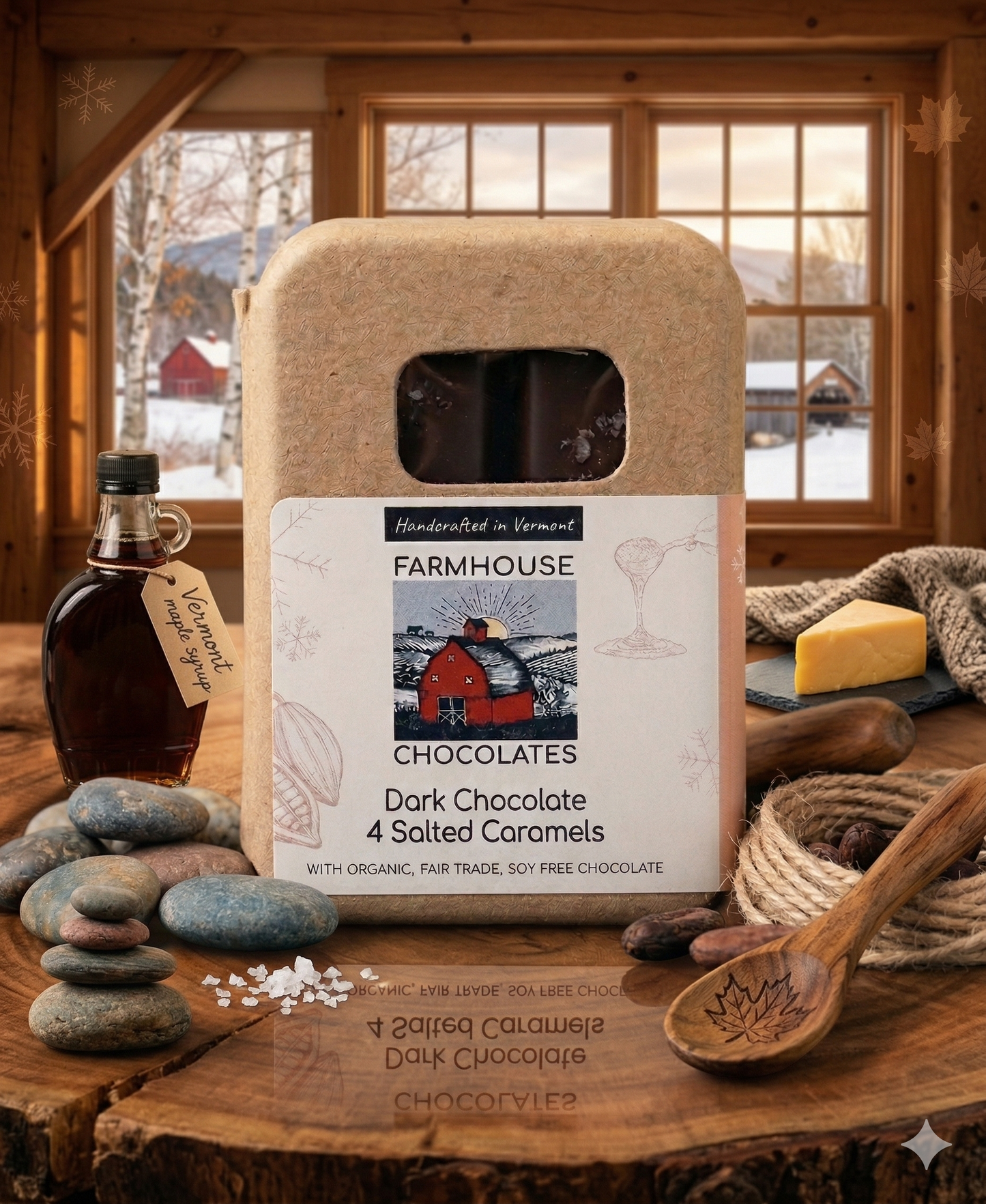 Dark Chocolate Salted Caramels, 4-Piece Box