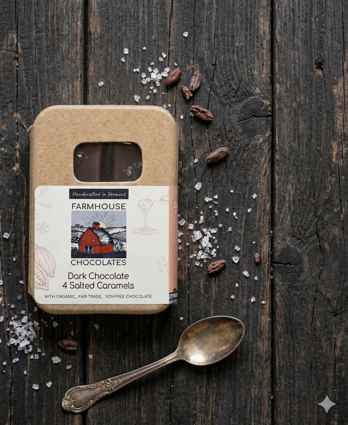 Dark Chocolate Salted Caramels, 4-Piece Box