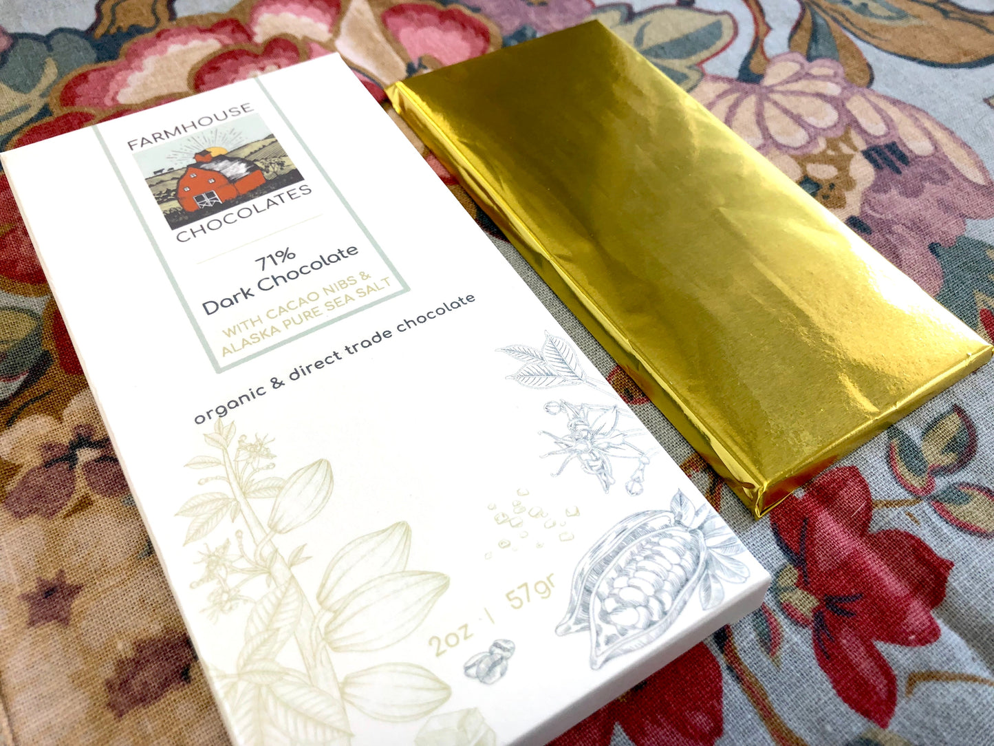 71% w/ Cacao Nibs & Alaskan Sea Salt (Organic, Fair Trade Chocolate Bar) - Farmhouse Chocolates