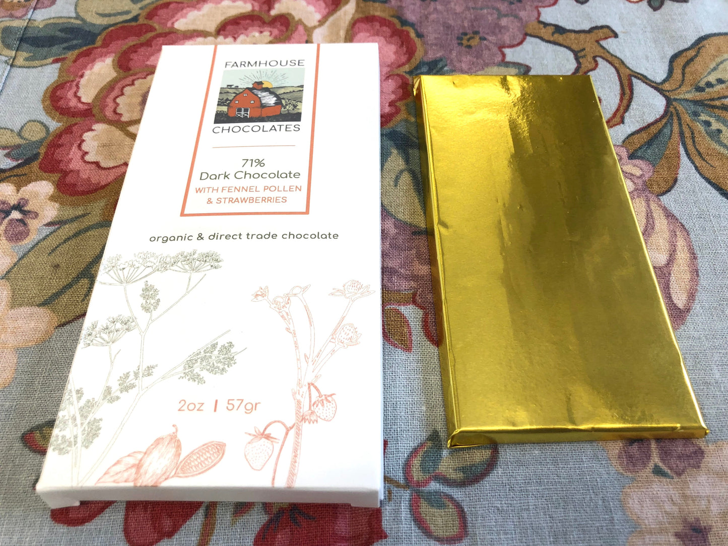 71% with Fennel Pollen & Strawberries (Organic, Fair Trade Chocolate Bar) - Farmhouse Chocolates