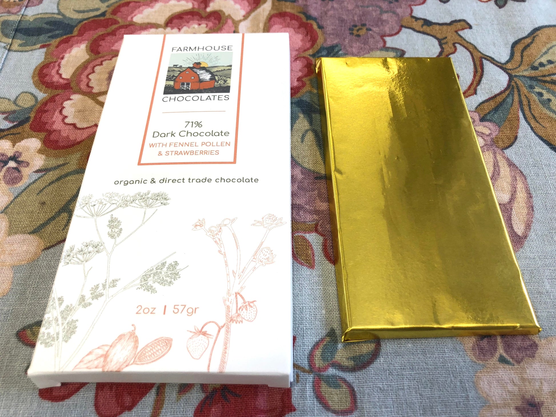 71% with Fennel Pollen & Strawberries (Organic, Fair Trade Chocolate Bar) - Farmhouse Chocolates