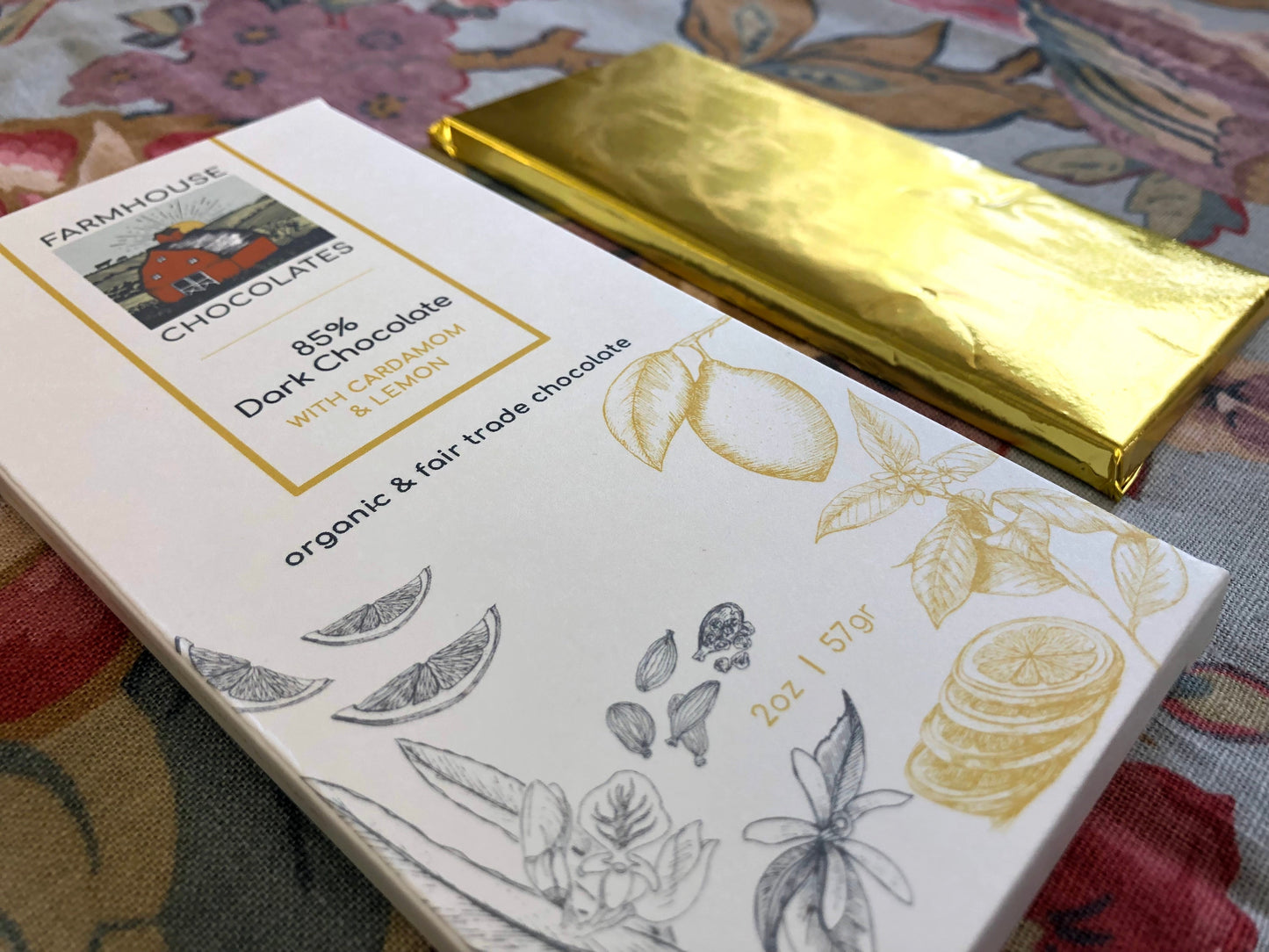 85% w/ Cardamom & Lemon (Organic, Fair Trade Chocolate Bar) - Farmhouse Chocolates